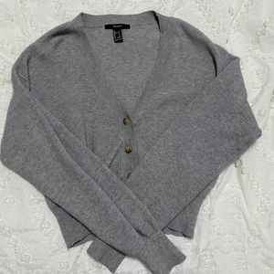 F21 Grey Cropped Cardigan